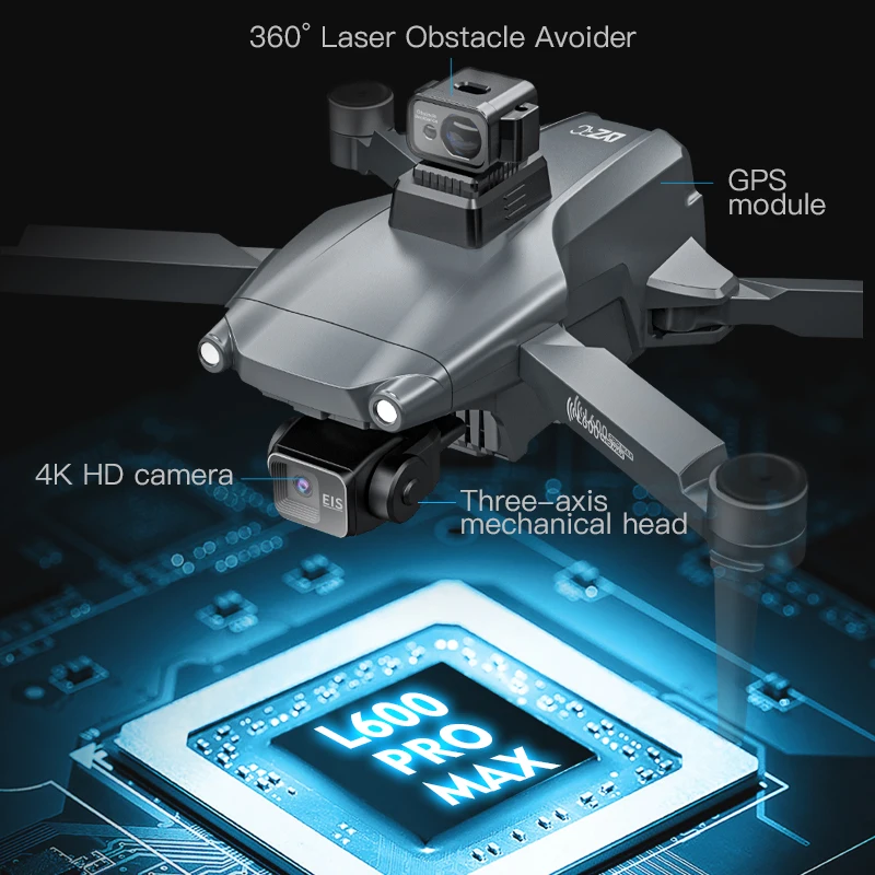 2024 novo l600 pro max gps drone 5km 4k profissional hd câm. - Image 3