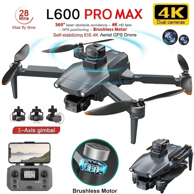 2024 novo l600 pro max gps drone 5km 4k profissional hd câm.