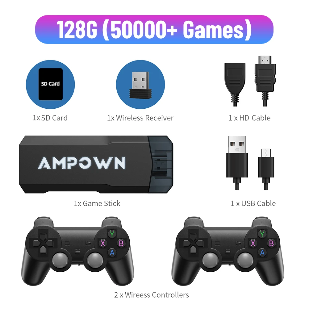 Ampown gd20 console de jogos 4k 60fps hdmi saída de - Image 3